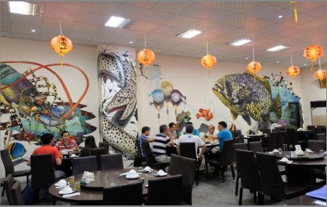 平武海鲜餐厅墙体彩绘